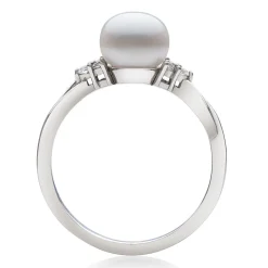 Freshwater Pearl & Lab-Created White Sapphire Ring In Sterling Silver