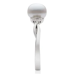 Freshwater Pearl & Lab-Created White Sapphire Ring In Sterling Silver