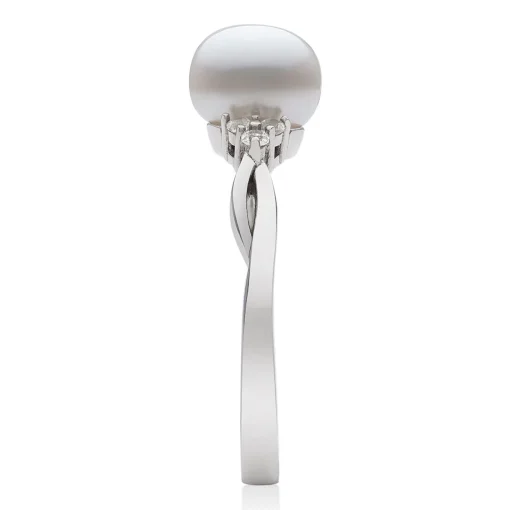 Freshwater Pearl & Lab-Created White Sapphire Ring In Sterling Silver