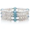 Freshwater Pearl And Aquamarine Bracelet In Sterling Silver