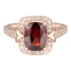 Garnet & 1/3 Ct. Tw. Diamond Ring In 10K Rose Gold