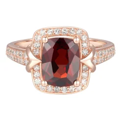 Garnet & 1/3 Ct. Tw. Diamond Ring In 10K Rose Gold