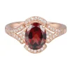 Garnet & 1/4 Ct. Tw. Diamond Ring In 10K Rose Gold