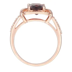 Garnet & 1/3 Ct. Tw. Diamond Ring In 10K Rose Gold