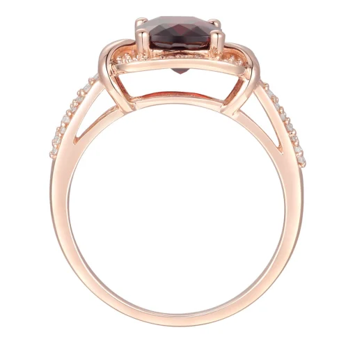 Garnet & 1/3 Ct. Tw. Diamond Ring In 10K Rose Gold