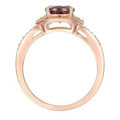 Garnet & 1/4 Ct. Tw. Diamond Ring In 10K Rose Gold
