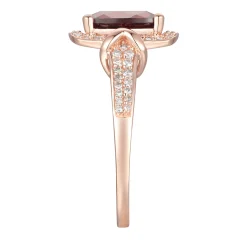 Garnet & 1/3 Ct. Tw. Diamond Ring In 10K Rose Gold