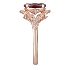 Garnet & 1/4 Ct. Tw. Diamond Ring In 10K Rose Gold