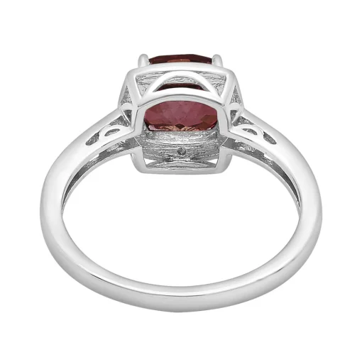 Garnet & Diamond Accent Cushion-Cut Halo Boxed Set In Sterling Silver