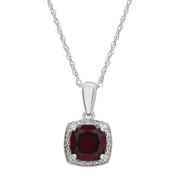 Garnet & Diamond Accent Cushion-Cut Halo Boxed Set In Sterling Silver