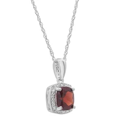 Garnet & Diamond Accent Cushion-Cut Halo Boxed Set In Sterling Silver