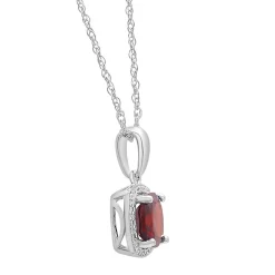 Garnet & Diamond Accent Cushion-Cut Halo Boxed Set In Sterling Silver