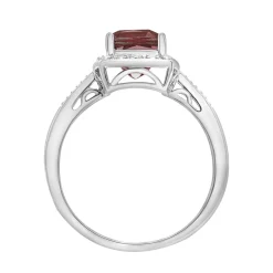 Garnet & Diamond Accent Cushion-Cut Halo Boxed Set In Sterling Silver