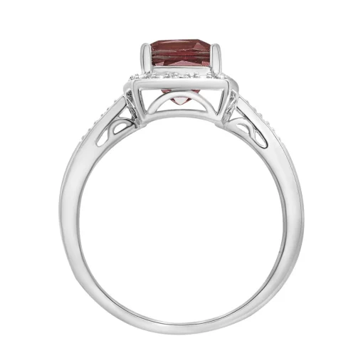 Garnet & Diamond Accent Cushion-Cut Halo Boxed Set In Sterling Silver