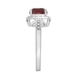 Garnet & Diamond Accent Cushion-Cut Halo Boxed Set In Sterling Silver