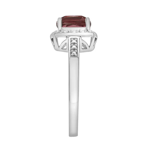 Garnet & Diamond Accent Cushion-Cut Halo Boxed Set In Sterling Silver