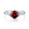 Garnet & Diamond Ring In 10K White Gold