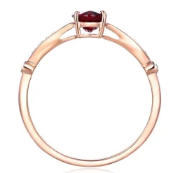 Garnet & Diamond Ring In 10K Rose Gold