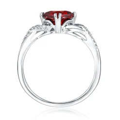 Garnet & Diamond Ring In 10K White Gold