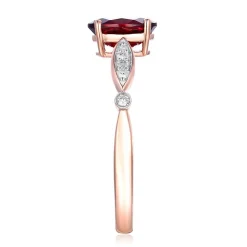Garnet & Diamond Ring In 10K Rose Gold