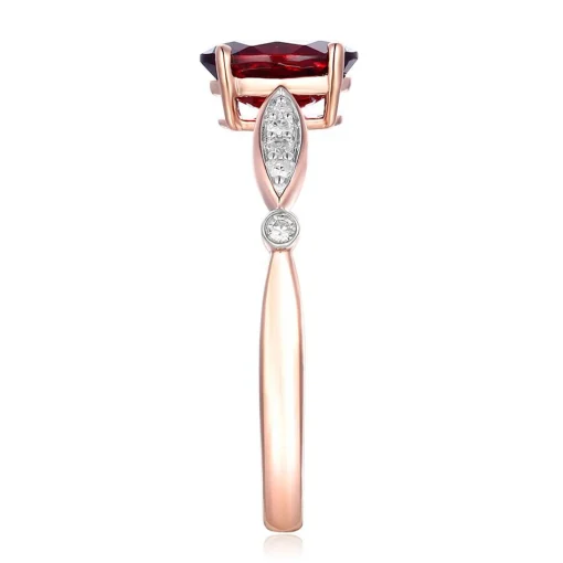 Garnet & Diamond Ring In 10K Rose Gold