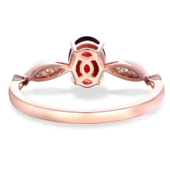 Garnet & Diamond Ring In 10K Rose Gold