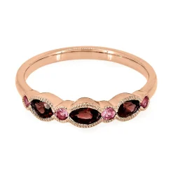 Garnet & Pink Tourmaline Stack Ring In 10K Rose Gold