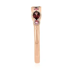 Garnet & Pink Tourmaline Stack Ring In 10K Rose Gold
