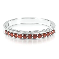 Garnet Stackable Ring In Sterling Silver