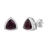 Garnet Stud Earrings With Trillion Cut In 10K White Gold