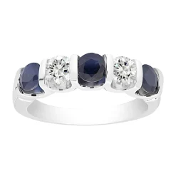 Gemstone & White Sapphire Ring With U-Prong Setting In