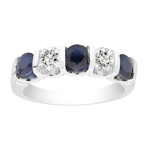 Gemstone & White Sapphire Ring With U-Prong Setting In