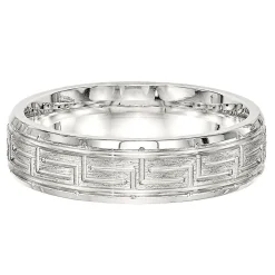Greek Key Band In Sterling Silver, 6Mm