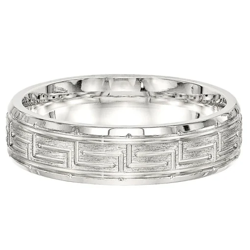 Greek Key Band In Sterling Silver, 6Mm