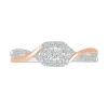 Halo Promise Ring With Diamond Twist Band In Sterling Silver & 10K Rose Gold (1/5 Ct. Tw.)