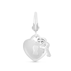 Heart Lock & Key Charm In Sterling Silver