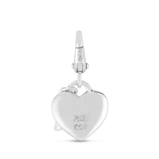 Heart Lock & Key Charm In Sterling Silver