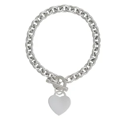 Heart Toggle Bracelet With Rolo Chain In Sterling Silver