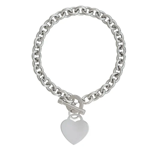 Heart Toggle Bracelet With Rolo Chain In Sterling Silver