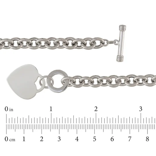 Heart Toggle Bracelet With Rolo Chain In Sterling Silver