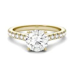 Hearts & Arrows Moissanite Ring In 14K Yellow Gold (1 7/8 Ct. Tw.)