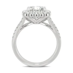 Hearts & Arrows Moissanite Ring With Halo In 14K White Gold (2 7/8 Ct. Tw.)