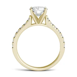 Hearts & Arrows Moissanite Ring In 14K Yellow Gold (1 7/8 Ct. Tw.)