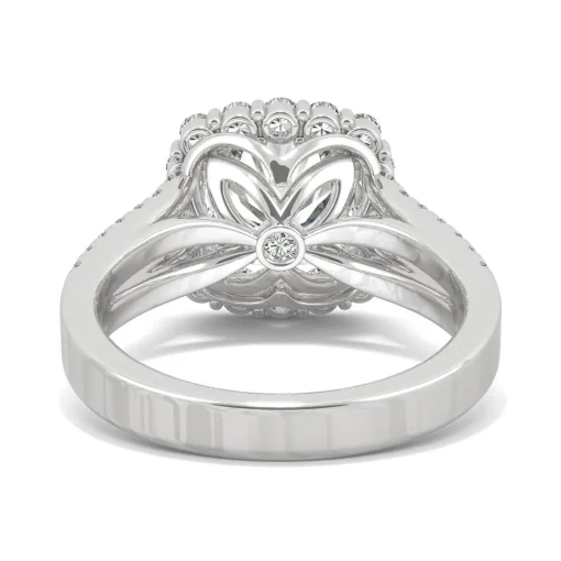 Hearts & Arrows Moissanite Ring With Halo In 14K White Gold (2 7/8 Ct. Tw.)