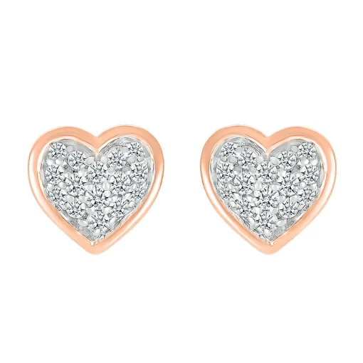 Heart-Shaped Diamond Stud Earrings In 10K Rose Gold (1/4 Ct. Tw.)