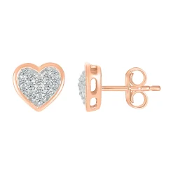 Heart-Shaped Diamond Stud Earrings In 10K Rose Gold (1/4 Ct. Tw.)