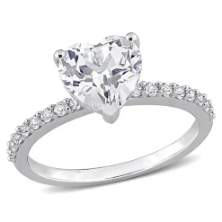 Heart-Shaped Lab Created White Sapphire Ring In 10K White Gold