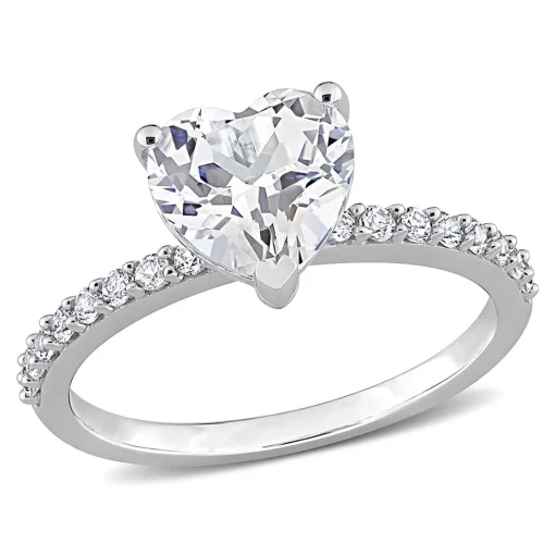 Heart-Shaped Lab Created White Sapphire Ring In 10K White Gold