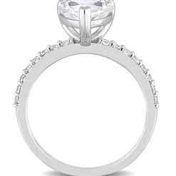 Heart-Shaped Lab Created White Sapphire Ring In 10K White Gold