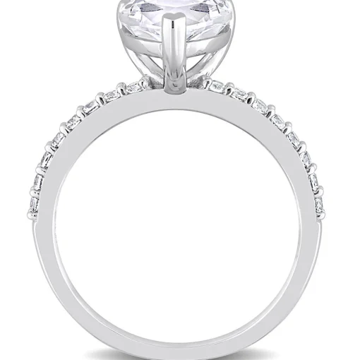 Heart-Shaped Lab Created White Sapphire Ring In 10K White Gold